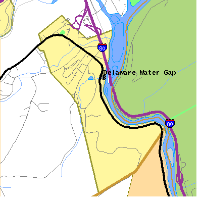 Zip code 18327 close-up map