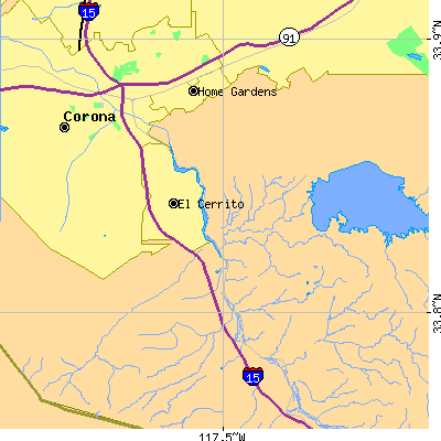 Zip code 92881 close-up map