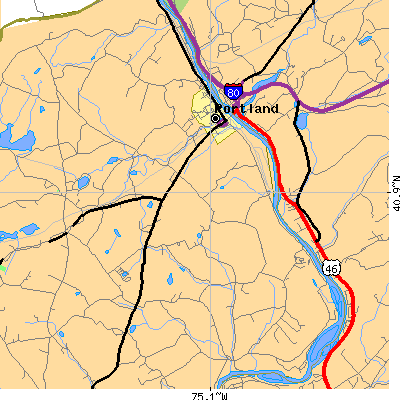 Zip code 18343 close-up map
