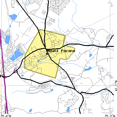Zip code 18344 close-up map