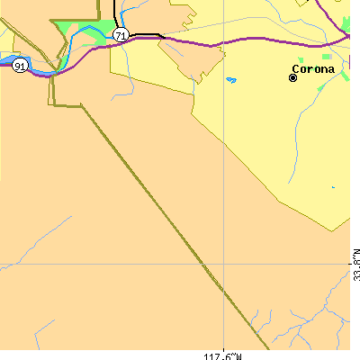 Zip code 92882 close-up map