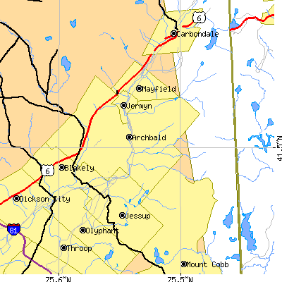 Zip code 18403 close-up map