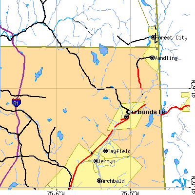 Zip code 18407 close-up map
