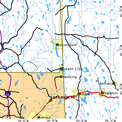 Zip code 18421 close-up map