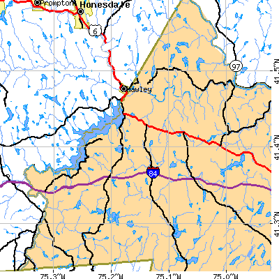 Zip code 18428 close-up map