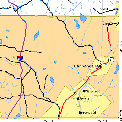 Zip code 18433 close-up map