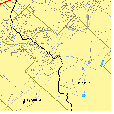 Zip code 18434 close-up map