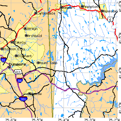 Zip code 18436 close-up map