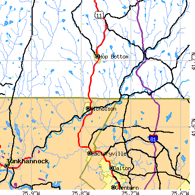 Zip code 18446 close-up map