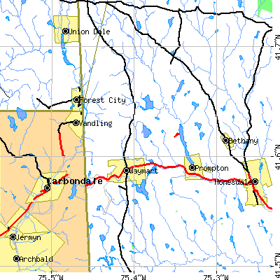 Zip code 18472 close-up map