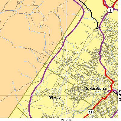 Zip code 18504 close-up map