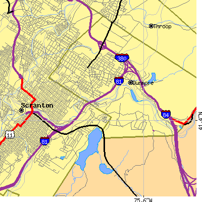 Zip code 18510 close-up map