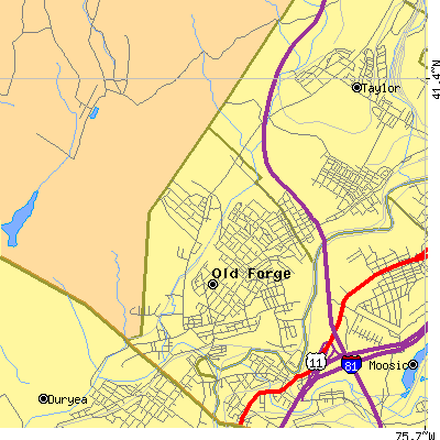 Zip code 18518 close-up map