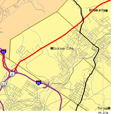Zip code 18519 close-up map