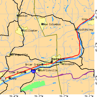 Zip code 18603 close-up map