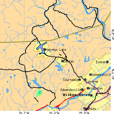 Zip code 18612 close-up map