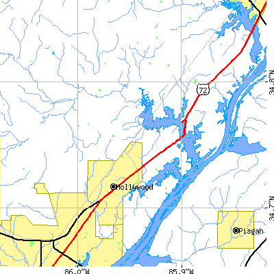 Zip code 35752 close-up map