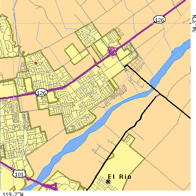 Zip code 93004 close-up map
