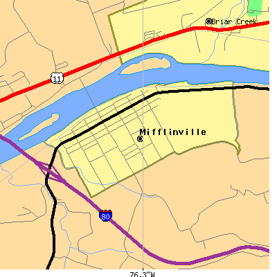 Zip code 18631 close-up map