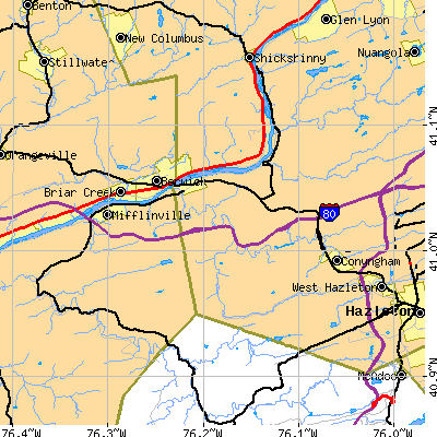 Zip code 18635 close-up map