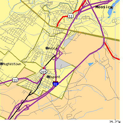 Zip code 18641 close-up map