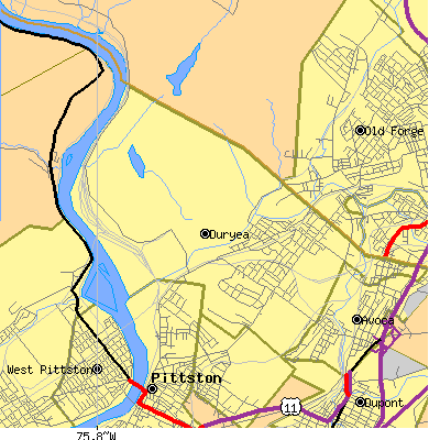 Zip code 18642 close-up map