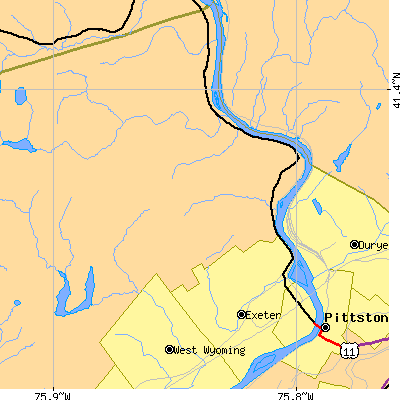 Zip code 18643 close-up map