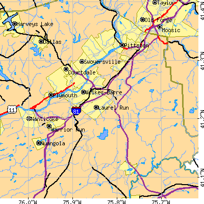 Zip code 18702 close-up map