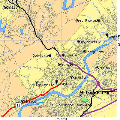 Zip code 18704 close-up map