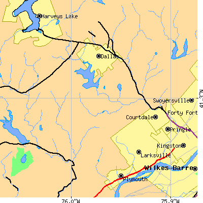 Zip code 18708 close-up map