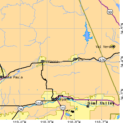 Zip code 93015 close-up map