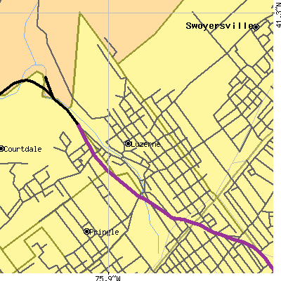 Zip code 18709 close-up map