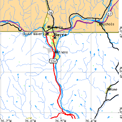 Zip code 18810 close-up map