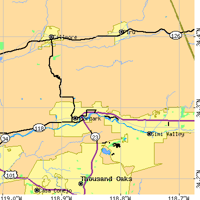 Zip code 93021 close-up map