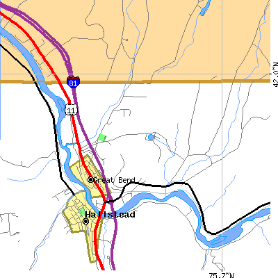 Zip code 18821 close-up map