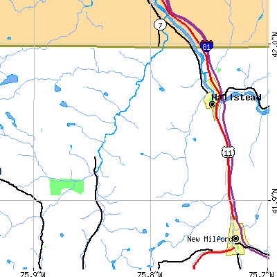 Zip code 18822 close-up map