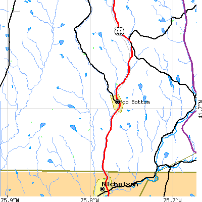 Zip code 18824 close-up map
