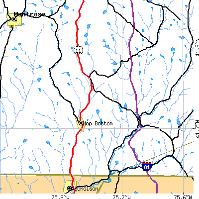 Zip code 18826 close-up map