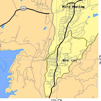 Zip code 93022 close-up map
