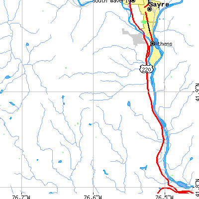 Zip code 18831 close-up map