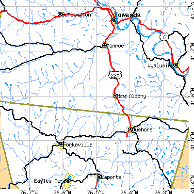 Zip code 18833 close-up map