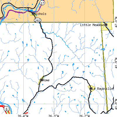 Zip code 18837 close-up map