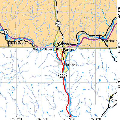 Zip code 18840 close-up map