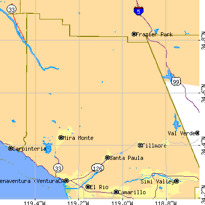 Zip code 93023 close-up map