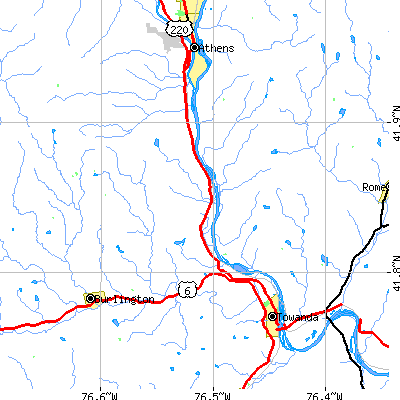 Zip code 18850 close-up map