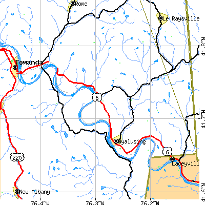 Zip code 18853 close-up map