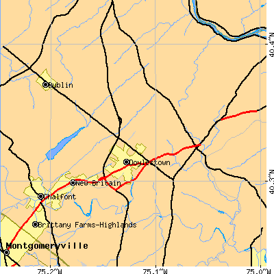 Zip code 18901 close-up map