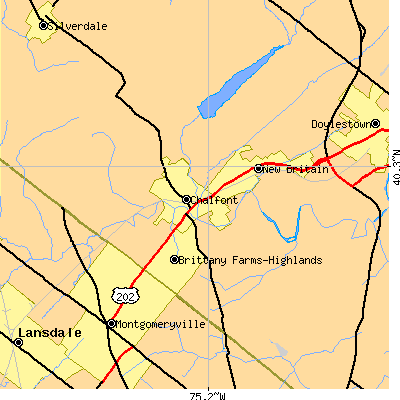 Zip code 18914 close-up map