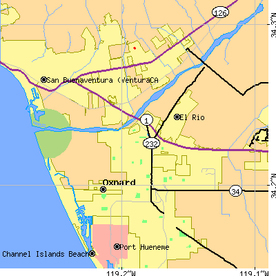 Zip code 93030 close-up map