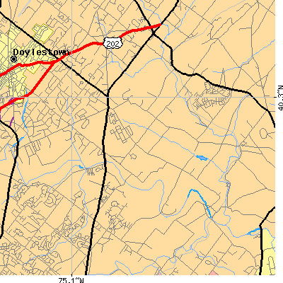 Zip code 18925 close-up map
